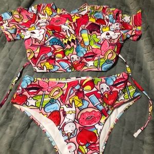 SHEIN CUTE HIGH WAISTED 2 PIECE SWIMSUIT